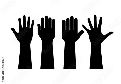 Human raised hand silhouette