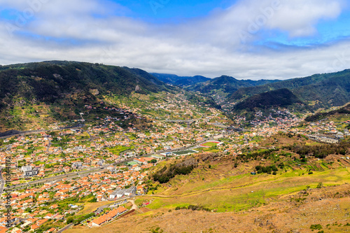 View from Pico do Facho viewpoint over the Machico valley, Madeira, Portugal