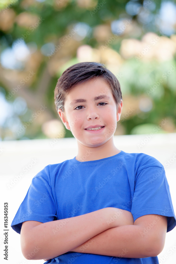 Funny child with ten years old with blue t-shirt Funny child with ten years old with blue t-shirt