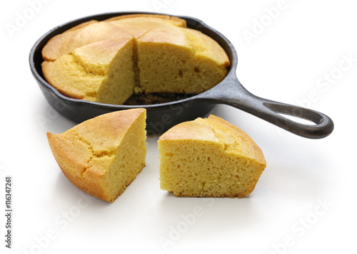 homemade cornbread in skillet, southern cooking