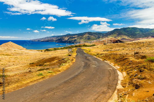 Mountain road leading to Madeira island, Portugal