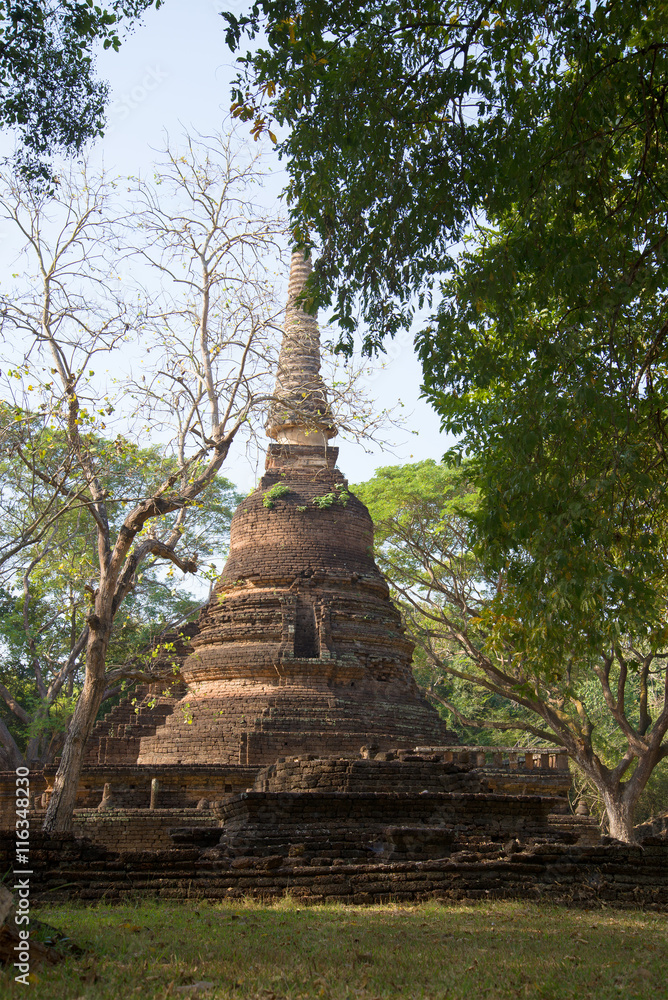 Ancient Buddhist Chedi on the ruins of Wat Nang Phaya. Si Satchanalai, Thailand