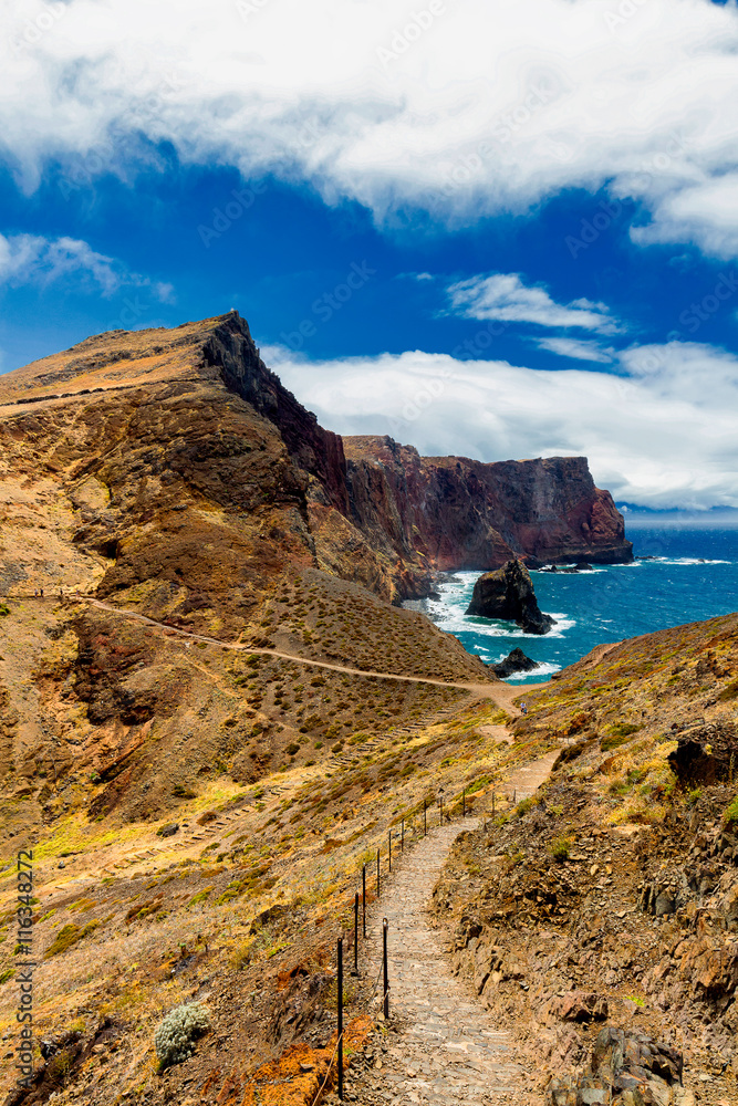 Trekking path at Ponta de Sao Lourenco, Madeira, Portugal