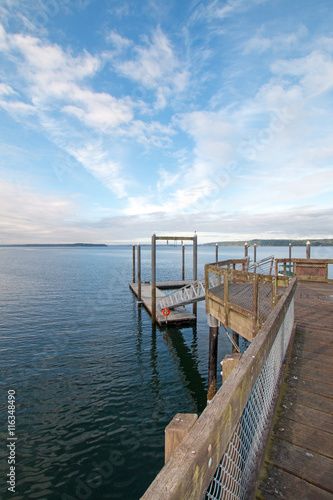 Joemma Beach State Park Pier and Boat Dock in the early morning near Tacoma Washington USA