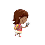 Girl walking watching smartphone