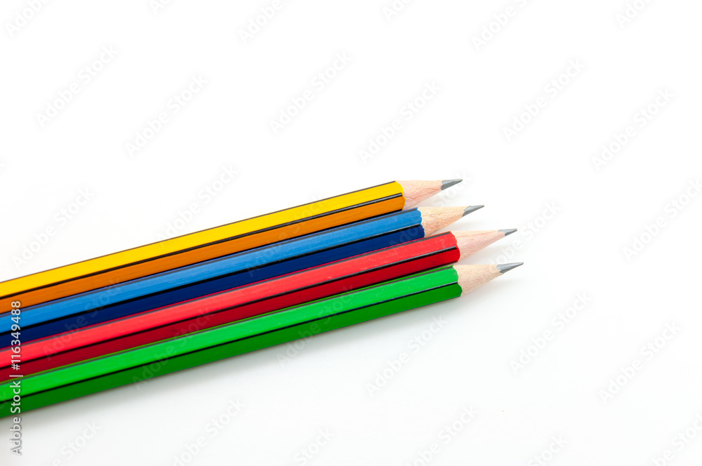 Fototapeta premium Colorful Pencil in fist power of written word on white background