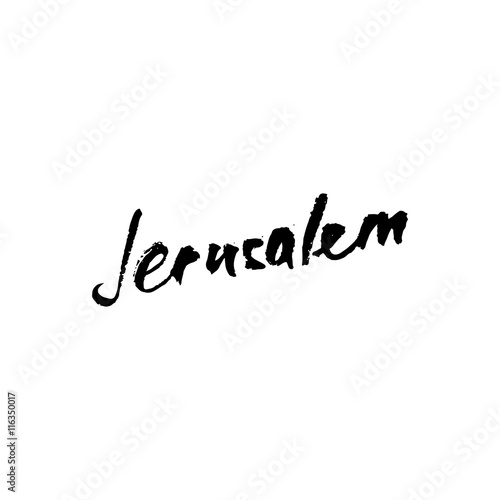 Jerusalem greetings hand lettering. Calligraphy