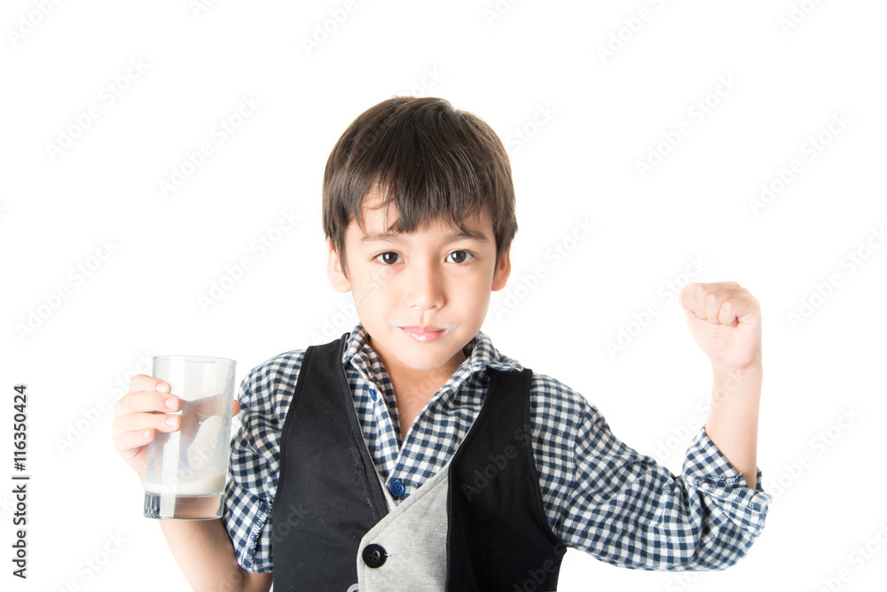 Little boy drinking fresh milk for healthy Little boy drinking fresh milk for healthy