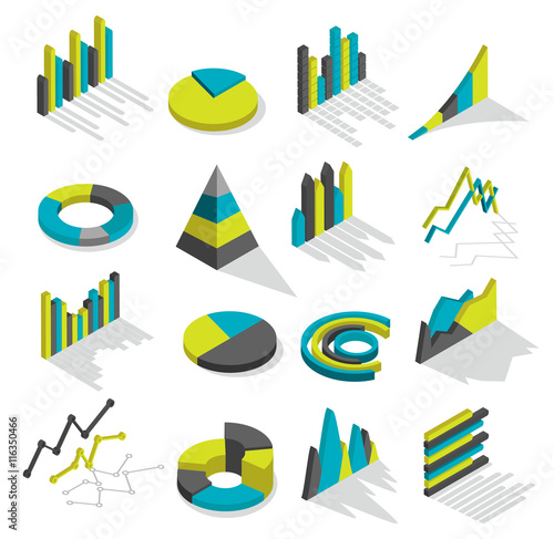 Isometric Graphs Icon Set