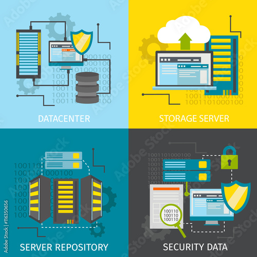 Square Datacenter Icon Set