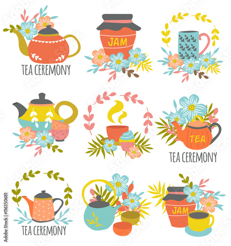 Tea Ceremony Hand Drawn Emblems
