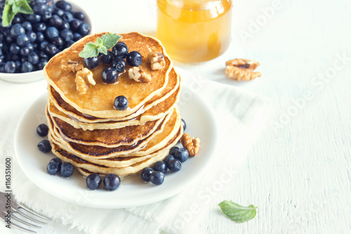 Homemade pancakes with blueberry