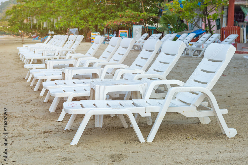 sunbed or chair on the tropical beach