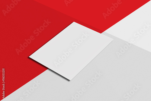 Mock-up postcard and cover. White paper card on grey background. For your design and template.