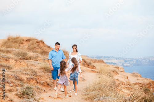 Family on the sea shore