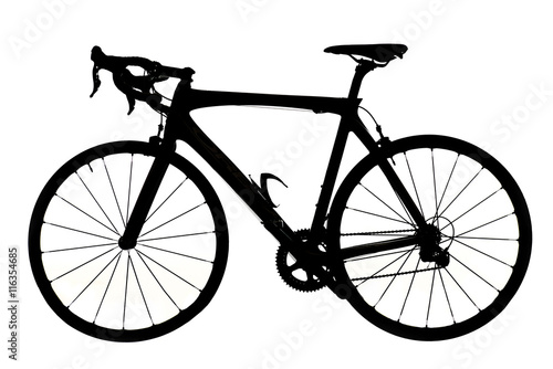 Silhouette of a road bicycle. Studio shot
