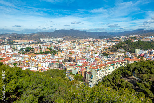 Panoramic view of Malaga city from the Gibralfaro Castle. Andalusia, Spain. © bennymarty