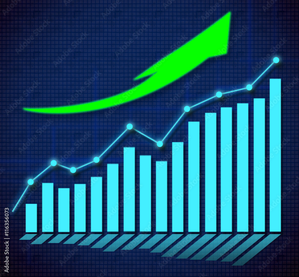 Business graph and upward directed arrows Business graph and upward directed arrows
