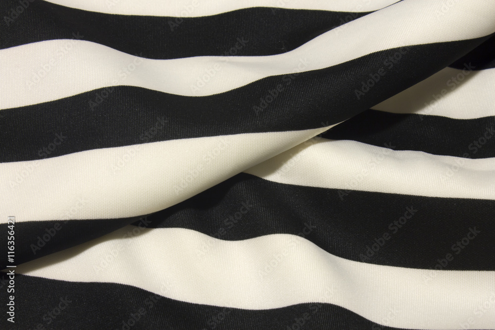 This is a photograph of Black and White striped fabric