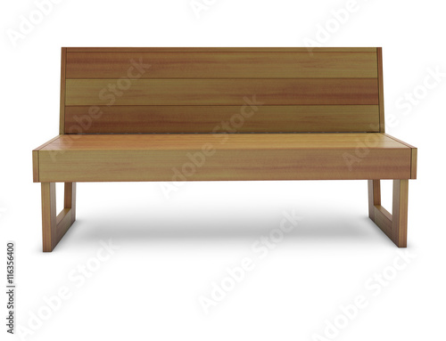 Wooden cedar bench on the white