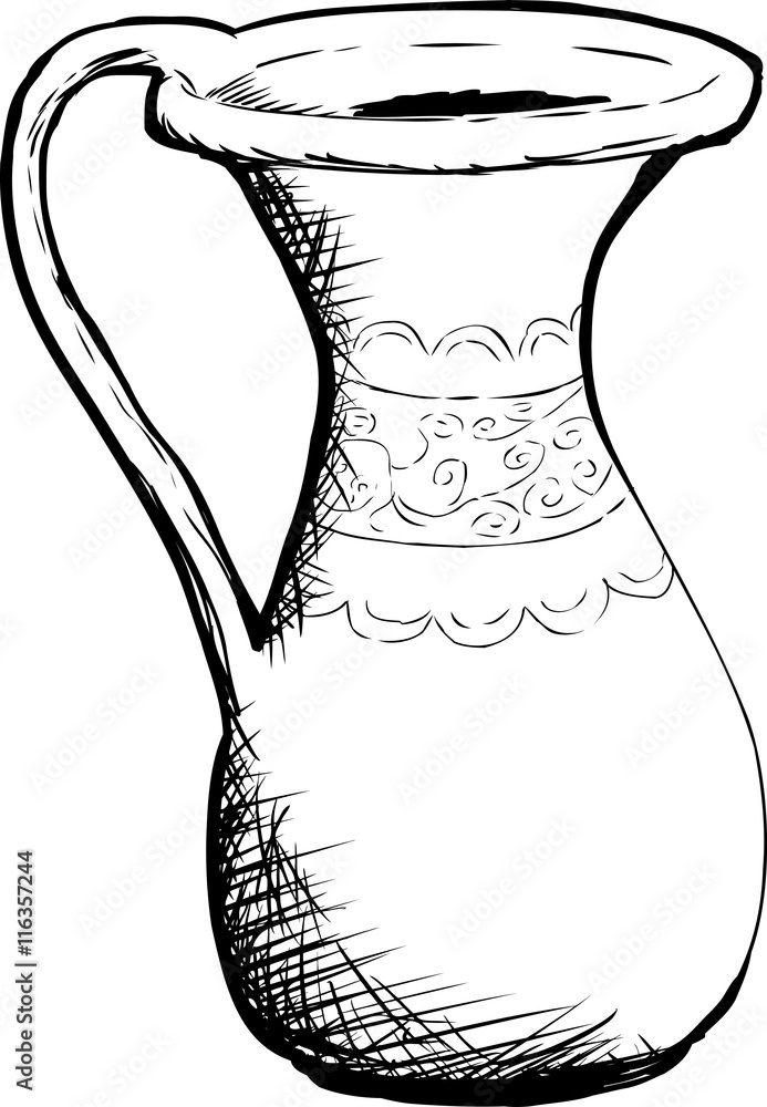 Outlined 18th Century Porcelain Pitcher Outlined 18th Century Porcelain Pitcher