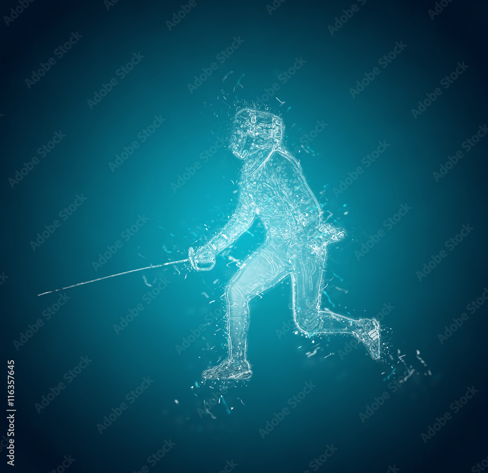 Abstract Sabre Fencer. Crystal ice effect Abstract Sabre Fencer. Crystal ice effect