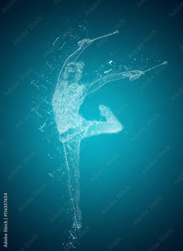 Abstract woman rhythmic Gymnast. Crystal ice effect Abstract woman rhythmic Gymnast. Crystal ice effect
