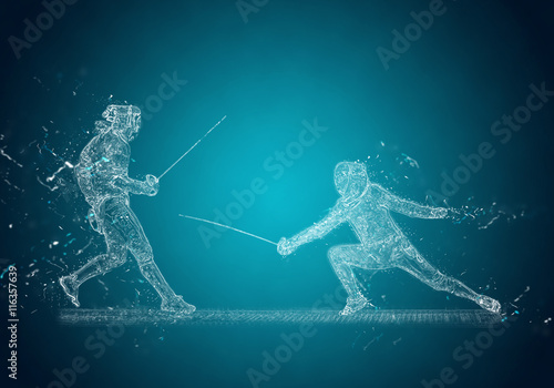 Fotografija Abstract Sabre Fencers. Crystal ice effect