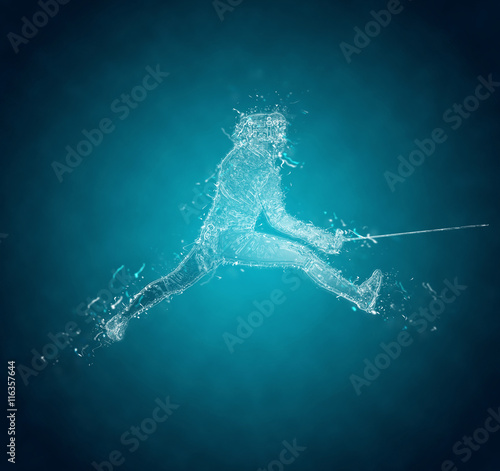 Abstract Sabre Fencer. Crystal ice effect