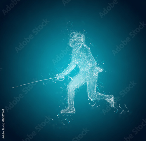 Abstract Sabre Fencer. Crystal ice effect