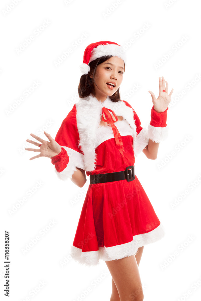 Asian Christmas Santa Claus girl isolated on white background Asian Christmas Santa Claus girl isolated on white background