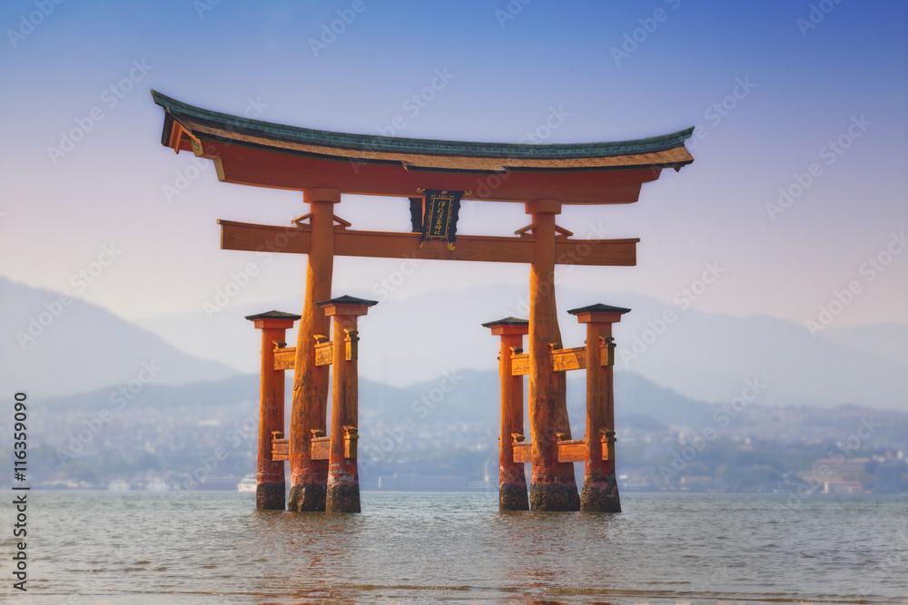 The floating torii gate of Itsukushima Shrine, Japan The floating torii gate of Itsukushima Shrine, Japan