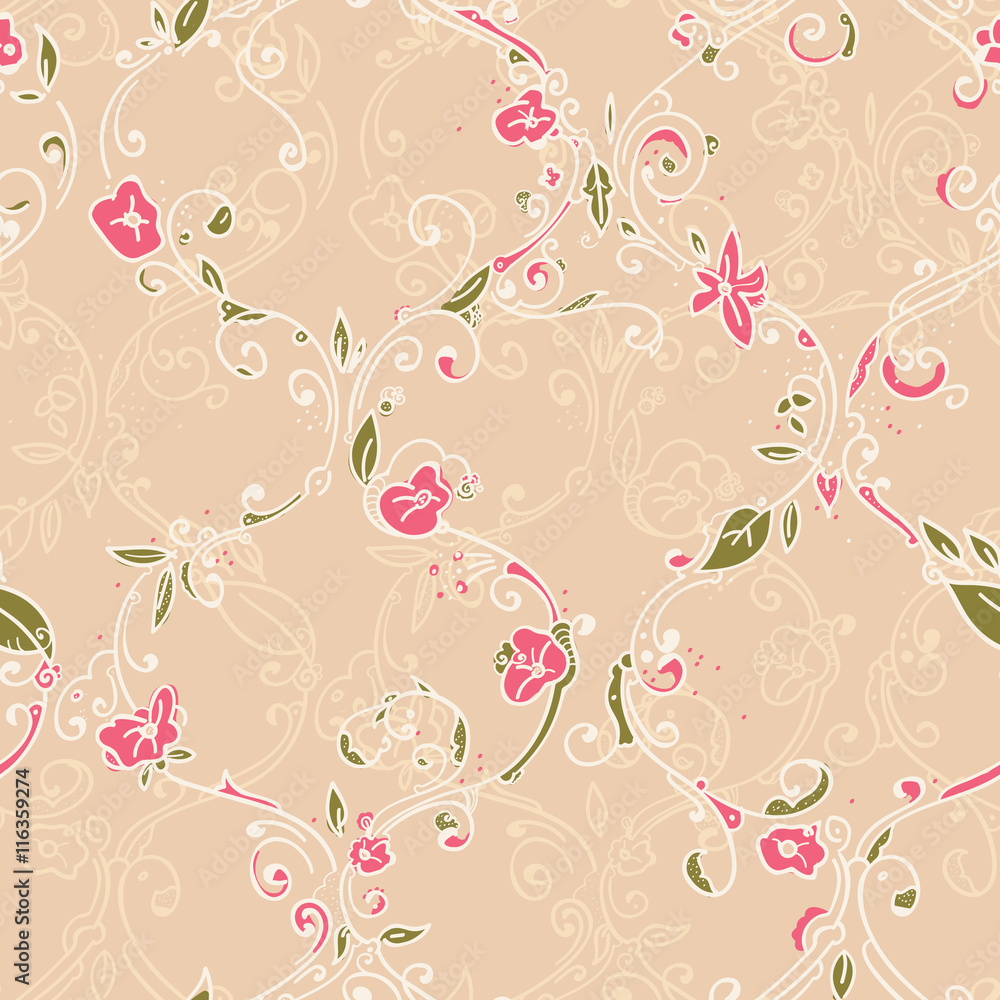 Hand drawn trellis floral seamless pattern Hand drawn trellis floral seamless pattern