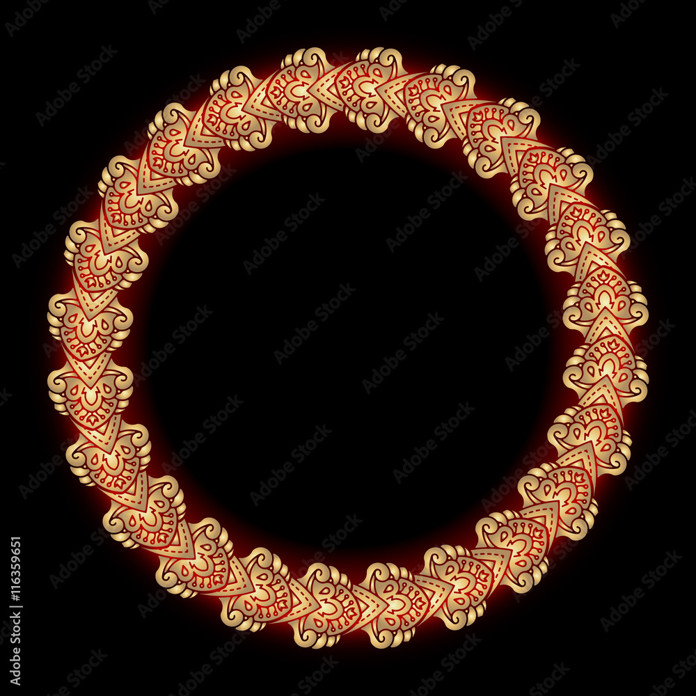 Obraz premium Round vector golden heavy thick frame on a dark background for your design.