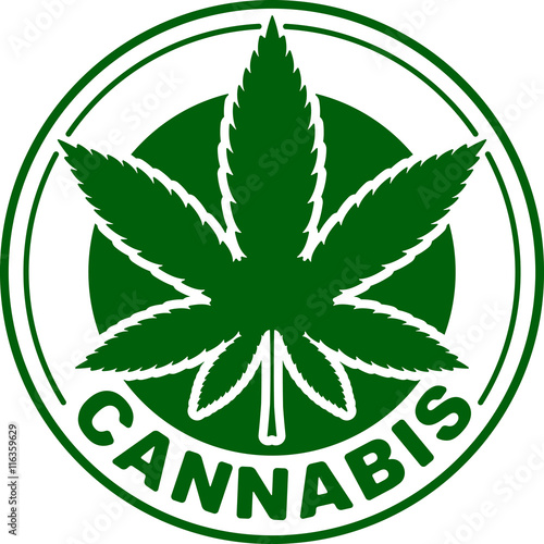 Cannabis or marijuana green vector leaf inscribed in a circle for your design, logo, icon, illustration.