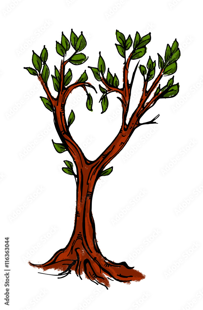 Naklejka premium Love tree cartoon