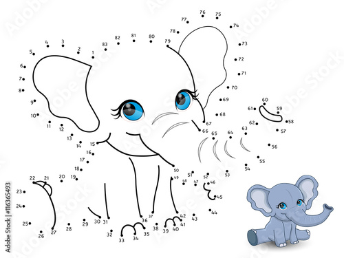 Elephant Connect the dots and color set 2