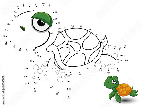 Turtle Connect the dots and color