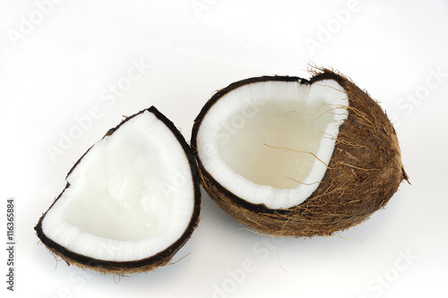 coconut open shells isolated on white background