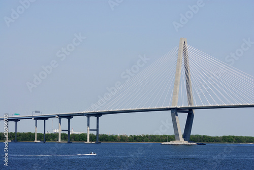 bridge in Charleston across the river in sunny day