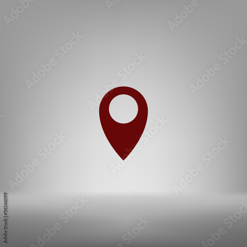 Flat paper cut style icon of map pointer