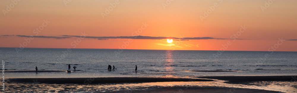 Sunset on beach in Eastham, Massachusetts on Cape Cod-Proportionate to Large Mobile Banner 