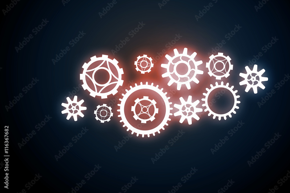 Cogwheels as teamwork concept . Mixed media Cogwheels as teamwork concept . Mixed media