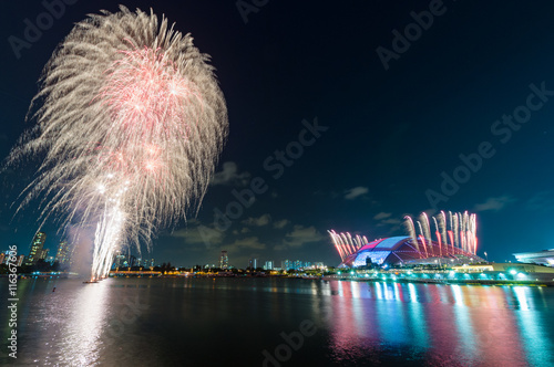fireworks by water in Singapore city