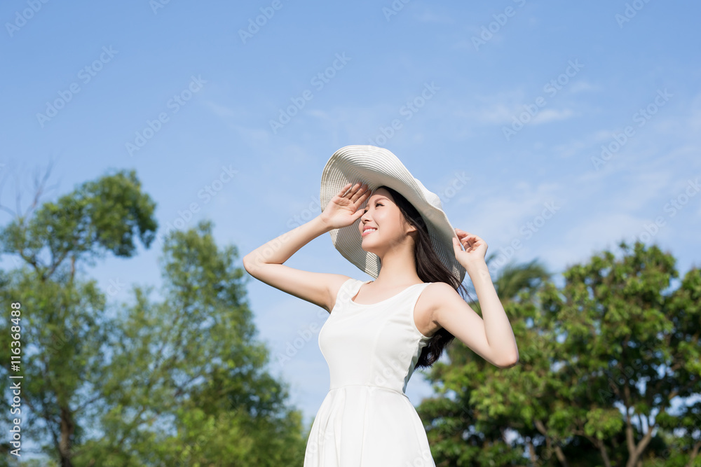 woman wear dress and smile
