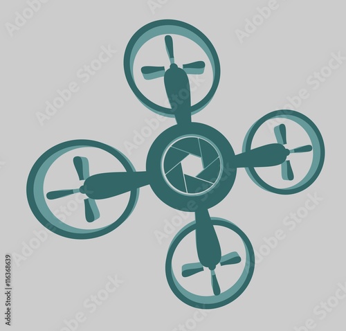 Vector illustration of the drone vehicle. Aerial photo. Aperture symbol