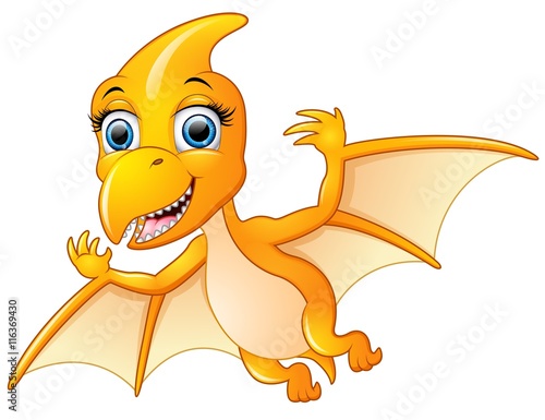 Happy pterodactyl flying