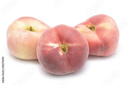 chinese flat peaches isolated on white background
