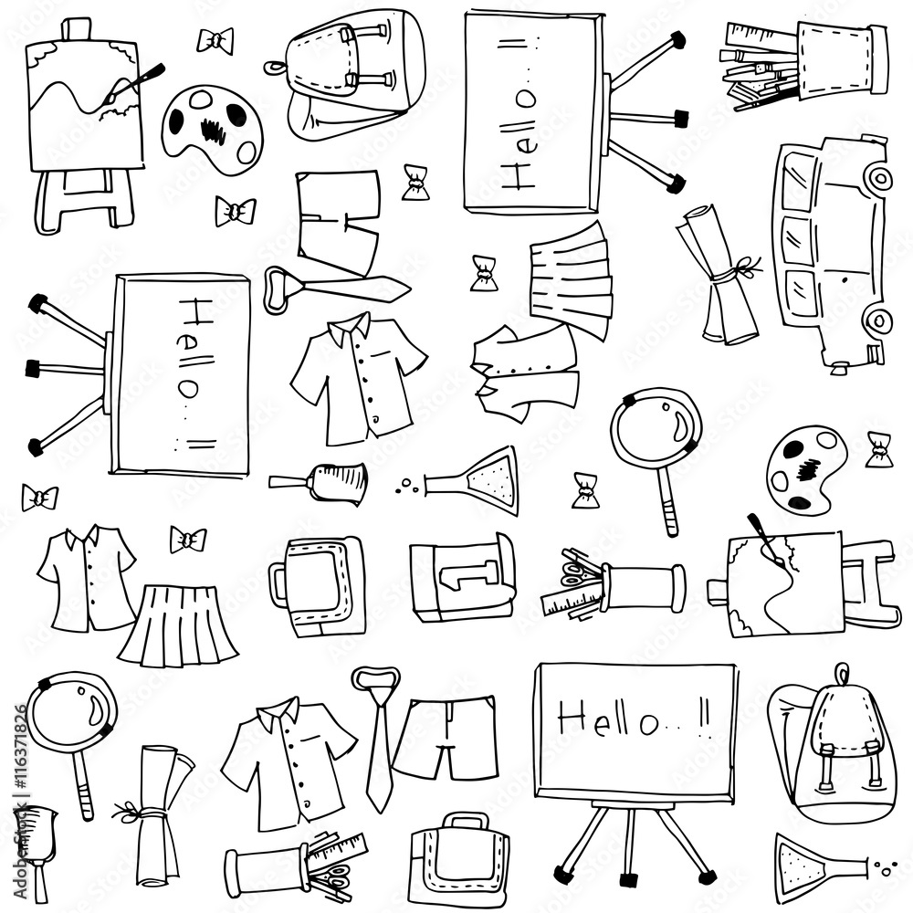 Hand draw school element doodles Hand draw school element doodles