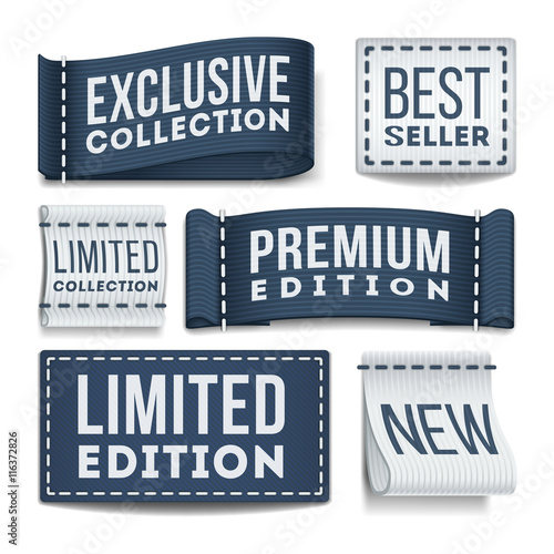 Clothing labels vector set. Tag label for clothing, illustration of sewn label